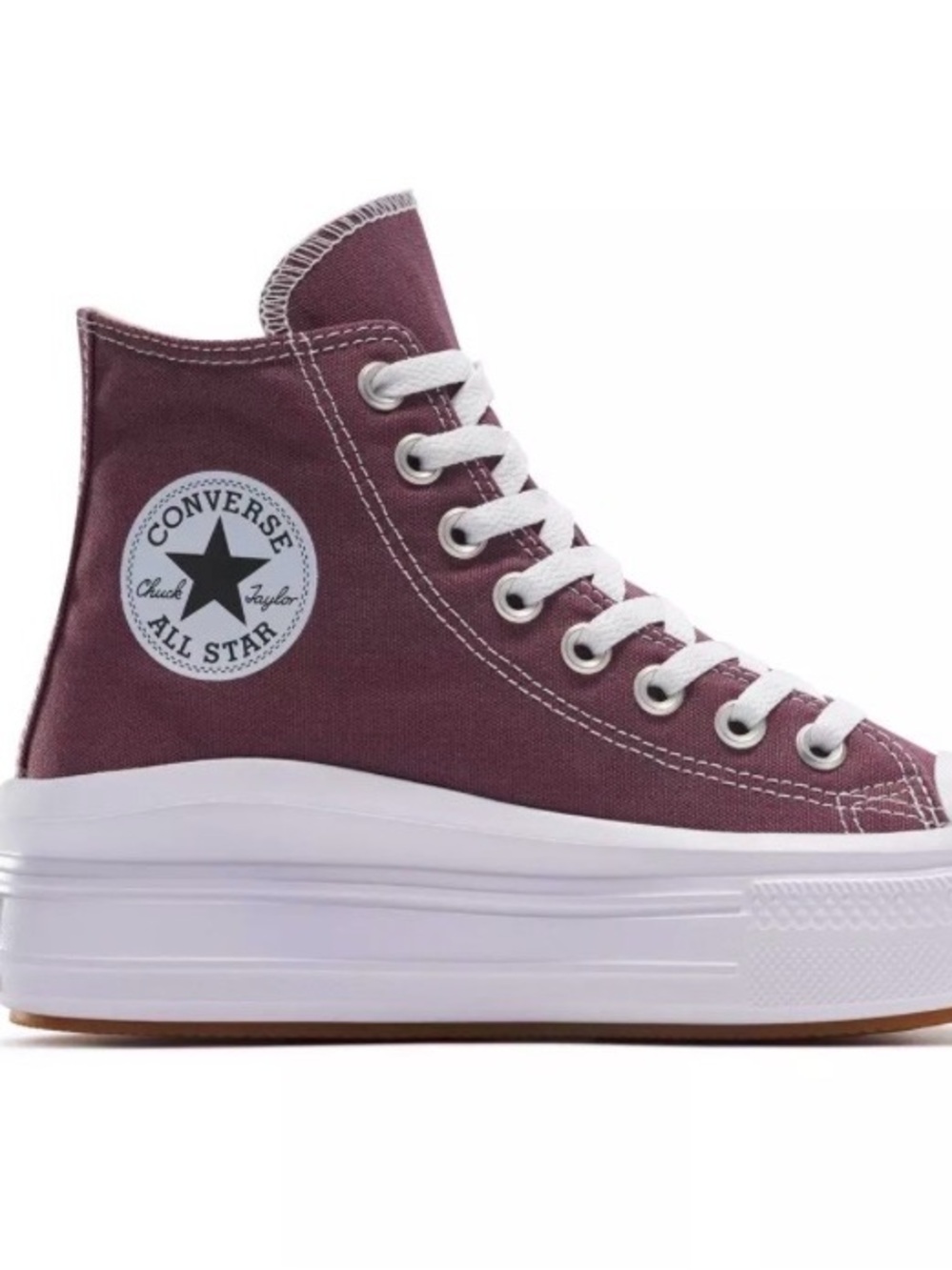 Converse High Top Platform Sneaker in Burgundy Canvas with White Sole